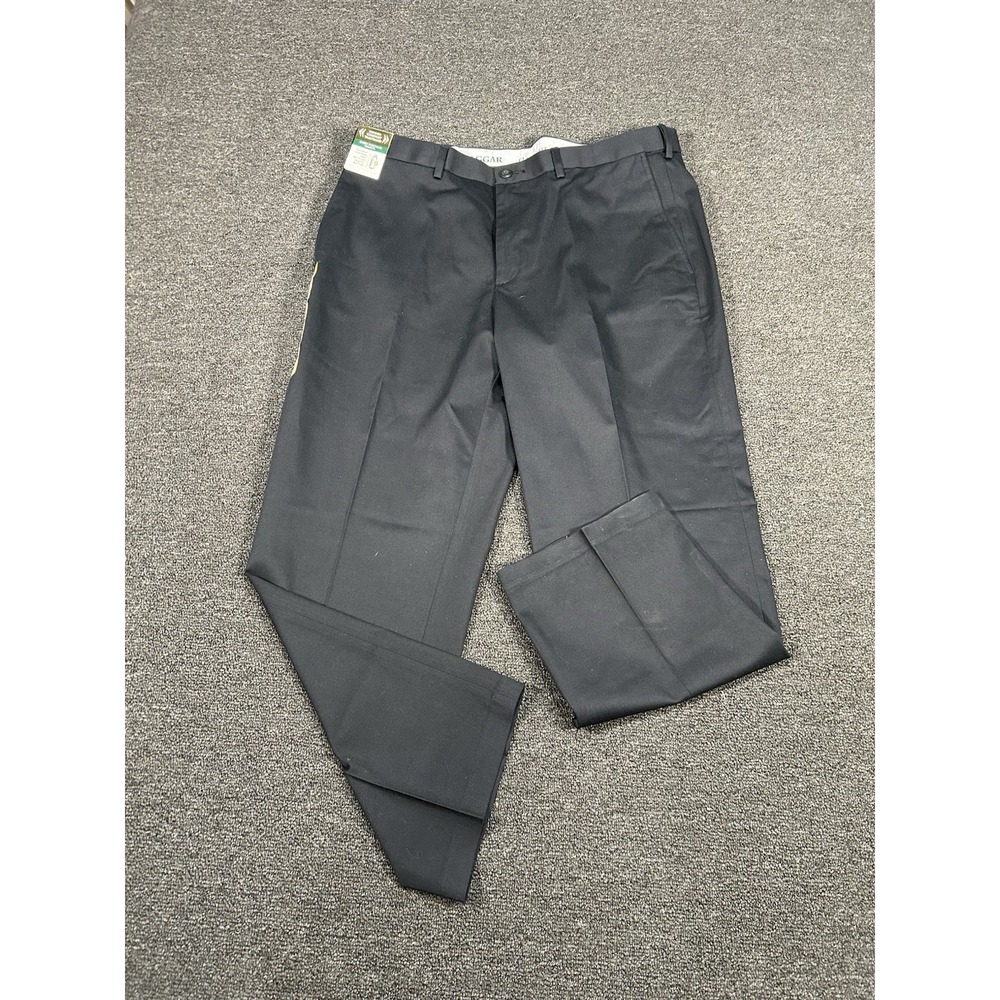 New Haggar Wrinkle Free Performance Khakis Mens 38x29 Black Moisture Wicking